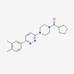 molecular formula C22H28N4O B2420510 Cyclopentyl(4-(6-(3,4-dimethylphenyl)pyridazin-3-yl)piperazin-1-yl)methanone CAS No. 1021035-63-1
