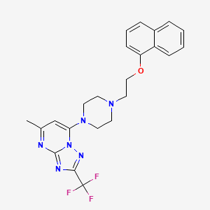 molecular formula C23H23F3N6O B2420511 5-Methyl-7-(4-(2-(naphthalen-1-yloxy)ethyl)piperazin-1-yl)-2-(trifluoromethyl)-[1,2,4]triazolo[1,5-a]pyrimidine CAS No. 902010-27-9
