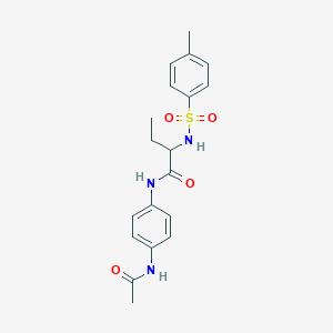 molecular formula C19H23N3O4S B2420517 N-[4-(acetylamino)phenyl]-2-{[(4-methylphenyl)sulfonyl]amino}butanamide CAS No. 1008695-81-5