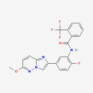 molecular formula C21H14F4N4O2 B2420518 N-(2-氟-5-(6-甲氧基咪唑并[1,2-b]哒嗪-2-基)苯基)-2-(三氟甲基)苯甲酰胺 CAS No. 955618-64-1
