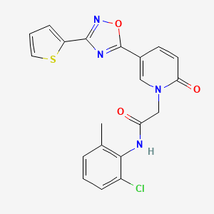 molecular formula C20H15ClN4O3S B2420541 N-(2-氯-6-甲基苯基)-2-[2-氧代-5-[3-(2-噻吩基)-1,2,4-噁二唑-5-基]吡啶-1(2H)-基]乙酰胺 CAS No. 1396870-18-0