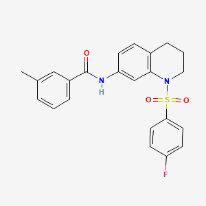 molecular formula C23H21FN2O3S B2420542 N-(1-((4-氟苯基)磺酰基)-1,2,3,4-四氢喹啉-7-基)-3-甲基苯甲酰胺 CAS No. 1005302-33-9
