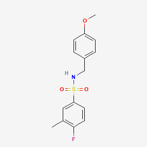molecular formula C15H16FNO3S B2420546 4-fluoro-N-[(4-methoxyphenyl)methyl]-3-methylbenzenesulfonamide CAS No. 691381-01-8