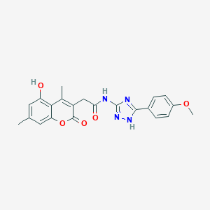 molecular formula C22H20N4O5 B242056 2-(5-hydroxy-4,7-dimethyl-2-oxo-2H-chromen-3-yl)-N-[3-(4-methoxyphenyl)-1H-1,2,4-triazol-5-yl]acetamide 
