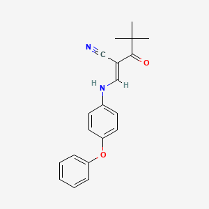 molecular formula C20H20N2O2 B2420565 (2E)-4,4-dimethyl-3-oxo-2-[(4-phenoxyanilino)methylidene]pentanenitrile CAS No. 1025129-86-5