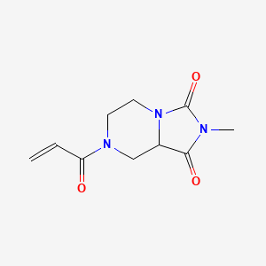 molecular formula C10H13N3O3 B2420568 2-Methyl-7-(prop-2-enoyl)-octahydroimidazolidino[1,5-a]piperazine-1,3-dione CAS No. 2094125-90-1