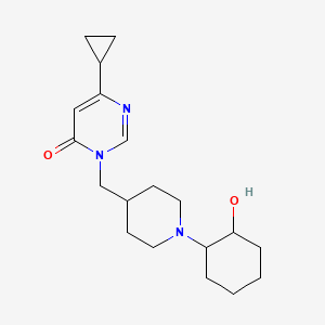 molecular formula C19H29N3O2 B2420569 6-环丙基-3-{[1-(2-羟基环己基)哌啶-4-基]甲基}-3,4-二氢嘧啶-4-酮 CAS No. 2195811-00-6