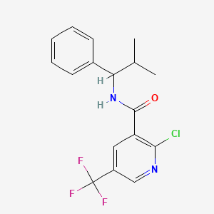 molecular formula C17H16ClF3N2O B2420571 2-chloro-N-(2-methyl-1-phenylpropyl)-5-(trifluoromethyl)pyridine-3-carboxamide CAS No. 1798736-82-9