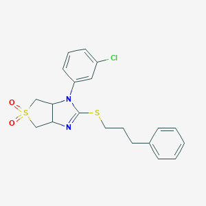 molecular formula C20H21ClN2O2S2 B242058 1-(3-chlorophenyl)-2-[(3-phenylpropyl)sulfanyl]-3a,4,6,6a-tetrahydro-1H-thieno[3,4-d]imidazole 5,5-dioxide 