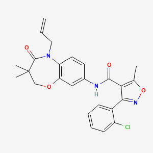 molecular formula C25H24ClN3O4 B2420581 N-(5-allyl-3,3-dimethyl-4-oxo-2,3,4,5-tetrahydrobenzo[b][1,4]oxazepin-8-yl)-3-(2-chlorophenyl)-5-methylisoxazole-4-carboxamide CAS No. 921564-43-4