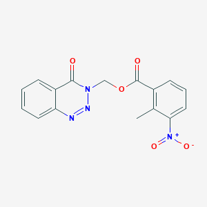 molecular formula C16H12N4O5 B2420590 (4-oxobenzo[d][1,2,3]triazin-3(4H)-yl)methyl 2-methyl-3-nitrobenzoate CAS No. 849532-54-3
