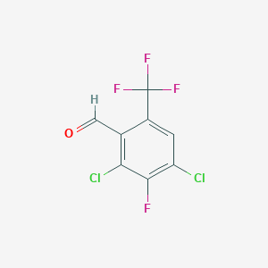 molecular formula C8H2Cl2F4O B2420592 2,4-二氯-3-氟-6-(三氟甲基)苯甲醛 CAS No. 2303565-55-9