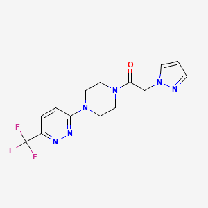 molecular formula C14H15F3N6O B2420600 2-Pyrazol-1-yl-1-[4-[6-(trifluoromethyl)pyridazin-3-yl]piperazin-1-yl]ethanone CAS No. 2380097-25-4