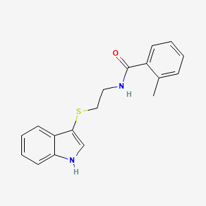 molecular formula C18H18N2OS B2420635 N-(2-((1H-indol-3-yl)thio)ethyl)-2-methylbenzamide CAS No. 687571-21-7