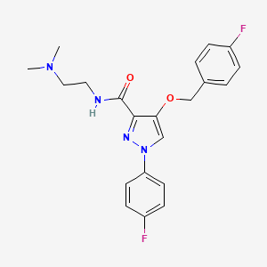 molecular formula C21H22F2N4O2 B2420663 N-(2-(二甲氨基)乙基)-4-((4-氟苄基)氧基)-1-(4-氟苯基)-1H-吡唑-3-甲酰胺 CAS No. 1171621-10-5