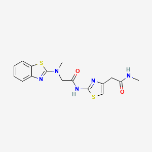 molecular formula C16H17N5O2S2 B2420664 2-(苯并[d]噻唑-2-基(甲基)氨基)-N-(4-(2-(甲基氨基)-2-氧代乙基)噻唑-2-基)乙酰胺 CAS No. 1351619-86-7