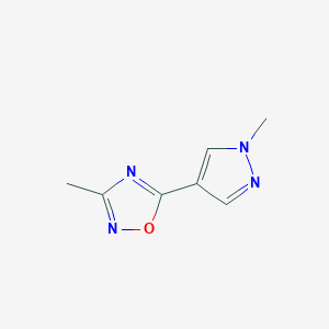 molecular formula C7H8N4O B2420676 3-Methyl-5-(1-methylpyrazol-4-yl)-1,2,4-oxadiazole CAS No. 1862778-28-6