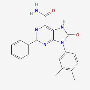 molecular formula C20H17N5O2 B2420679 9-(3,4-dimethylphenyl)-8-oxo-2-phenyl-8,9-dihydro-7H-purine-6-carboxamide CAS No. 898442-61-0