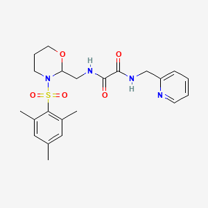 molecular formula C22H28N4O5S B2420691 N1-((3-(mesitylsulfonyl)-1,3-oxazinan-2-yl)methyl)-N2-(pyridin-2-ylmethyl)oxalamide CAS No. 872975-95-6