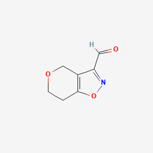 molecular formula C7H7NO3 B2420693 4H,6H,7H-pyrano[3,4-d][1,2]oxazole-3-carbaldehyde CAS No. 1556047-58-5