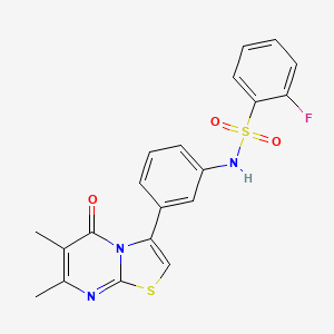 N-(3-(6,7-dimethyl-5-oxo-5H-thiazolo[3,2-a]pyrimidin-3-yl)phenyl)-2-fluorobenzenesulfonamide
