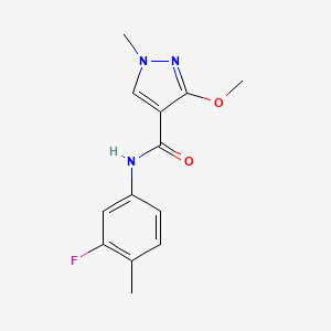 molecular formula C13H14FN3O2 B2420704 N-(3-fluoro-4-methylphenyl)-3-methoxy-1-methyl-1H-pyrazole-4-carboxamide CAS No. 1014046-39-9