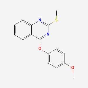 molecular formula C16H14N2O2S B2420714 4-(4-Methoxyphenoxy)-2-(methylsulfanyl)quinazoline CAS No. 477845-80-0