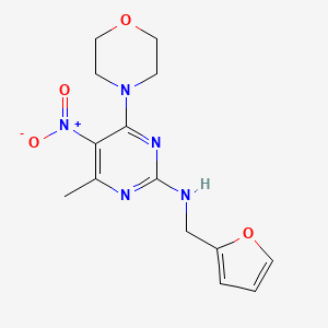 molecular formula C14H17N5O4 B2420725 N-(呋喃-2-基甲基)-4-甲基-6-吗啉基-5-硝基嘧啶-2-胺 CAS No. 1210000-03-5