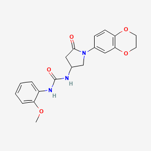 molecular formula C20H21N3O5 B2420726 1-(1-(2,3-二氢苯并[b][1,4]二氧杂环-6-基)-5-氧代吡咯烷-3-基)-3-(2-甲氧苯基)脲 CAS No. 895416-29-2