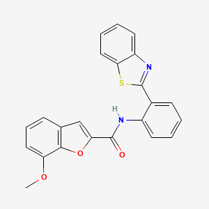 molecular formula C23H16N2O3S B2420727 N-(2-(benzo[d]thiazol-2-yl)phenyl)-7-methoxybenzofuran-2-carboxamide CAS No. 921554-20-3