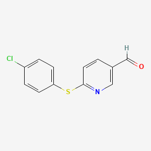 molecular formula C12H8ClNOS B2420731 6-[(4-Chlorophenyl)Sulfanyl]Nicotinaldehyde CAS No. 328547-40-6