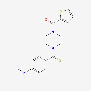 molecular formula C18H21N3OS2 B2420733 (4-(4-(Dimethylamino)phenylcarbonothioyl)piperazin-1-yl)(thiophen-2-yl)methanone CAS No. 946378-72-9