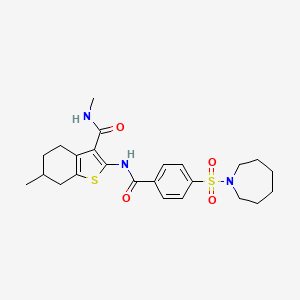 molecular formula C24H31N3O4S2 B2420735 2-(4-(azepan-1-ylsulfonyl)benzamido)-N,6-dimethyl-4,5,6,7-tetrahydrobenzo[b]thiophene-3-carboxamide CAS No. 868965-51-9
