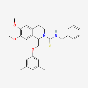 molecular formula C28H32N2O3S B2420736 N-ベンジル-1-((3,5-ジメチルフェノキシ)メチル)-6,7-ジメトキシ-3,4-ジヒドロイソキノリン-2(1H)-カルボチオアミド CAS No. 536701-36-7