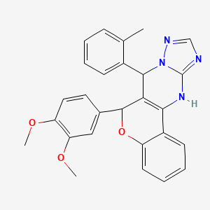 molecular formula C27H24N4O3 B2420745 6-(3,4-dimethoxyphenyl)-7-(o-tolyl)-7,12-dihydro-6H-chromeno[4,3-d][1,2,4]triazolo[1,5-a]pyrimidine CAS No. 868147-18-6