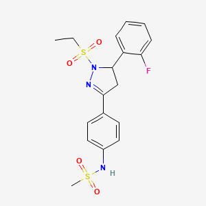 N-(4-(1-(ethylsulfonyl)-5-(2-fluorophenyl)-4,5-dihydro-1H-pyrazol-3-yl)phenyl)methanesulfonamide