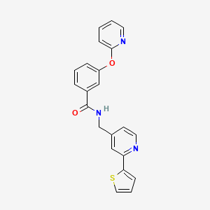 molecular formula C22H17N3O2S B2420757 3-(pyridin-2-yloxy)-N-((2-(thiophen-2-yl)pyridin-4-yl)methyl)benzamide CAS No. 1903172-08-6