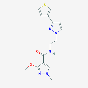 molecular formula C15H17N5O2S B2420759 3-methoxy-1-methyl-N-(2-(3-(thiophen-3-yl)-1H-pyrazol-1-yl)ethyl)-1H-pyrazole-4-carboxamide CAS No. 2034366-30-6