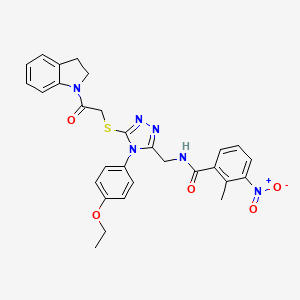 N-((4-(4-ethoxyphenyl)-5-((2-(indolin-1-yl)-2-oxoethyl)thio)-4H-1,2,4-triazol-3-yl)methyl)-2-methyl-3-nitrobenzamide