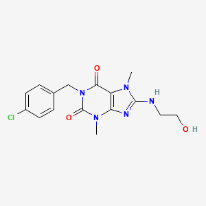 molecular formula C16H18ClN5O3 B2420766 1-(4-氯苄基)-8-((2-羟乙基)氨基)-3,7-二甲基-1H-嘌呤-2,6(3H,7H)-二酮 CAS No. 304879-44-5