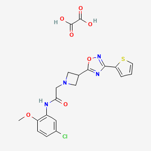 molecular formula C20H19ClN4O7S B2420774 N-(5-chloro-2-methoxyphenyl)-2-(3-(3-(thiophen-2-yl)-1,2,4-oxadiazol-5-yl)azetidin-1-yl)acetamide oxalate CAS No. 1428374-41-7