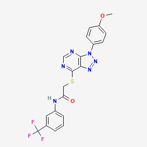 molecular formula C20H15F3N6O2S B2420804 2-[3-(4-methoxyphenyl)triazolo[4,5-d]pyrimidin-7-yl]sulfanyl-N-[3-(trifluoromethyl)phenyl]acetamide CAS No. 863500-50-9