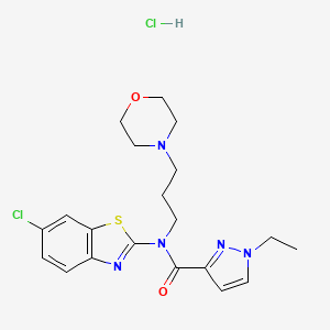 molecular formula C20H25Cl2N5O2S B2420820 N-(6-chlorobenzo[d]thiazol-2-yl)-1-ethyl-N-(3-morpholinopropyl)-1H-pyrazole-3-carboxamide hydrochloride CAS No. 1189674-70-1