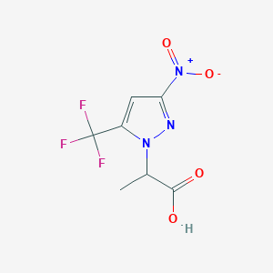 molecular formula C7H6F3N3O4 B2420823 2-[3-nitro-5-(trifluoromethyl)-1H-pyrazol-1-yl]propanoic acid CAS No. 1174835-47-2