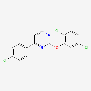 molecular formula C16H9Cl3N2O B2420824 4-(4-Chlorophenyl)-2-(2,5-dichlorophenoxy)pyrimidine CAS No. 339106-07-9