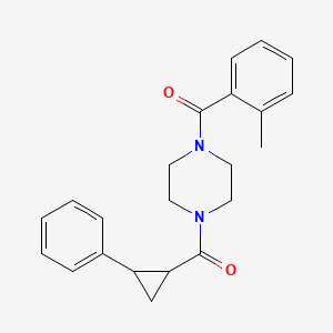 molecular formula C22H24N2O2 B2420829 (4-(2-Methylbenzoyl)piperazin-1-yl)(2-phenylcyclopropyl)methanone CAS No. 1211841-71-2