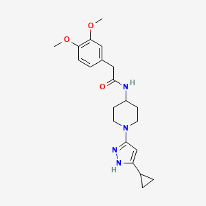 molecular formula C21H28N4O3 B2420830 N-(1-(5-环丙基-1H-吡唑-3-基)哌啶-4-基)-2-(3,4-二甲氧基苯基)乙酰胺 CAS No. 2034206-50-1
