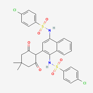 molecular formula C30H26Cl2N2O6S2 B2420837 4-chloro-N-[4-[(4-chlorophenyl)sulfonylamino]-3-(4,4-dimethyl-2,6-dioxocyclohexyl)naphthalen-1-yl]benzenesulfonamide CAS No. 406474-52-0