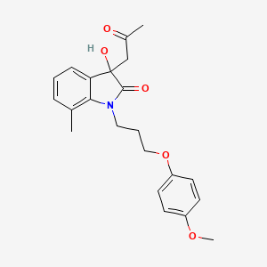 molecular formula C22H25NO5 B2420845 3-hydroxy-1-[3-(4-methoxyphenoxy)propyl]-7-methyl-3-(2-oxopropyl)-2,3-dihydro-1H-indol-2-one CAS No. 879046-75-0