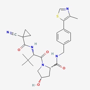 molecular formula C27H33N5O4S B2420864 (2S,4S)-1-((S)-2-(1-cyanocyclopropanecarboxamido)-3,3-dimethylbutanoyl)-4-hydroxy-N-(4-(4-methylthiazol-5-yl)benzyl)pyrrolidine-2-carboxamide CAS No. 2097381-86-5
